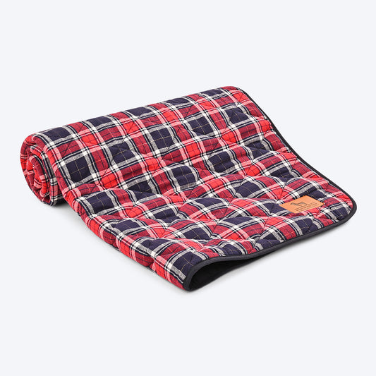 HUFT Check-It-Out Blanket For Pets - Maroon and Navy - Heads Up For Tails