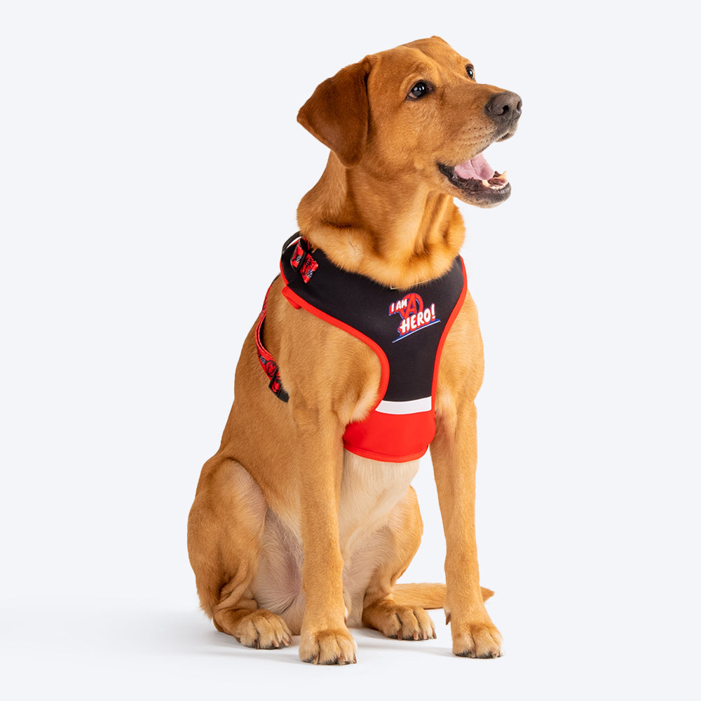 HUFT X©Marvel 2.0 Avengers Printed Reversible Dog Harness (Black and Red) - Heads Up For Tails