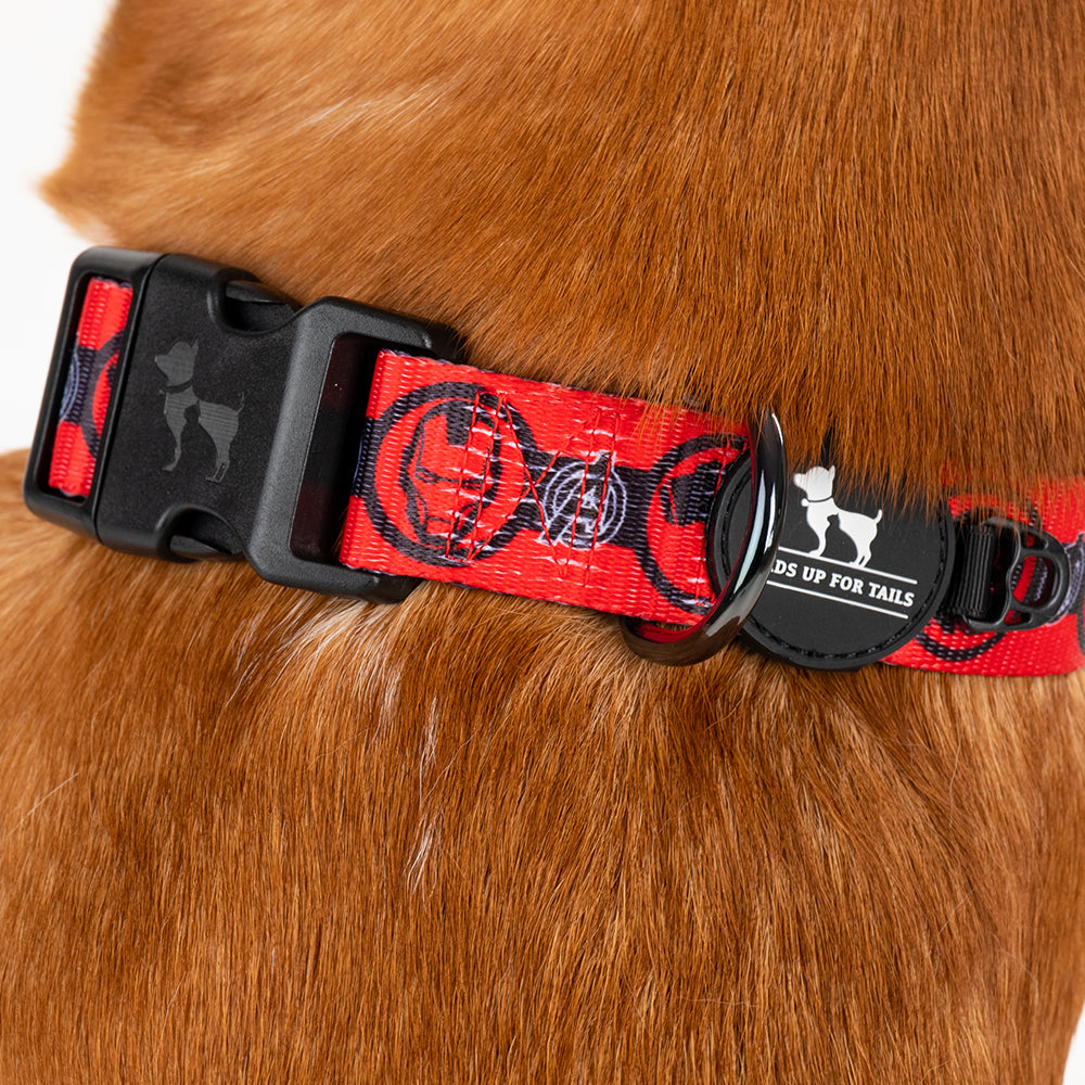 HUFT X©Marvel 2.0 Avengers Printed Dog Collar - Red and Black - Heads Up For Tails