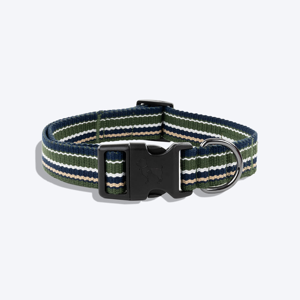 HUFT Vintage Dog Collar - Navy & Green - Heads Up For Tails