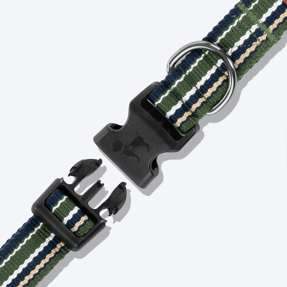 HUFT Vintage Dog Collar - Navy & Green - Heads Up For Tails