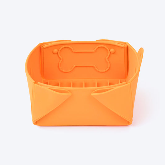 HUFT Silicone Collapsible Bowl For Pets - Orange - Heads Up For Tails