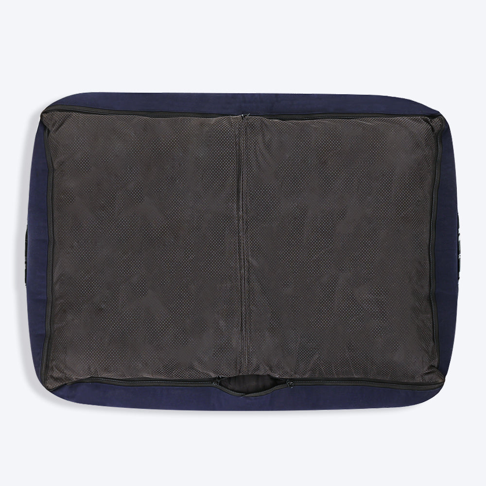 HUFT Classic Checks Lounger Dog Bed - Navy and Green - Heads Up For Tails