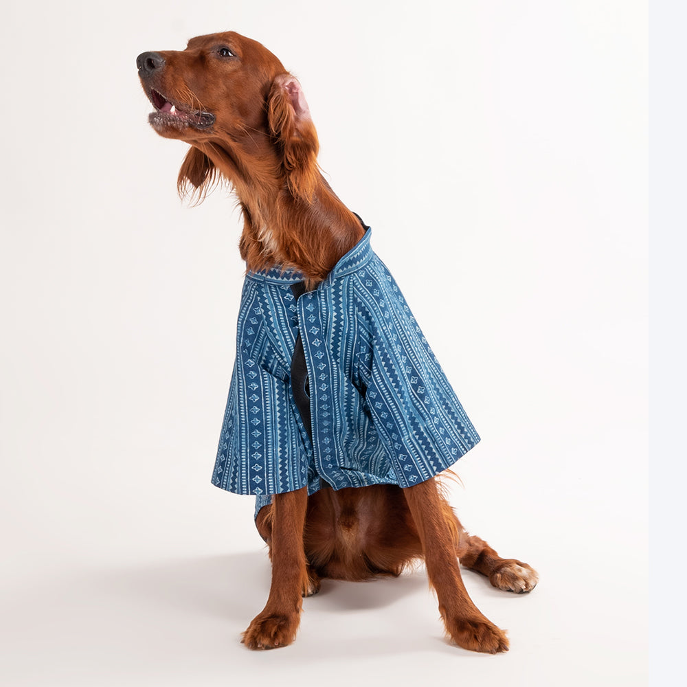 HUFT The Indian Collective Pankti Dog Shirt - Indigo - Heads Up For Tails