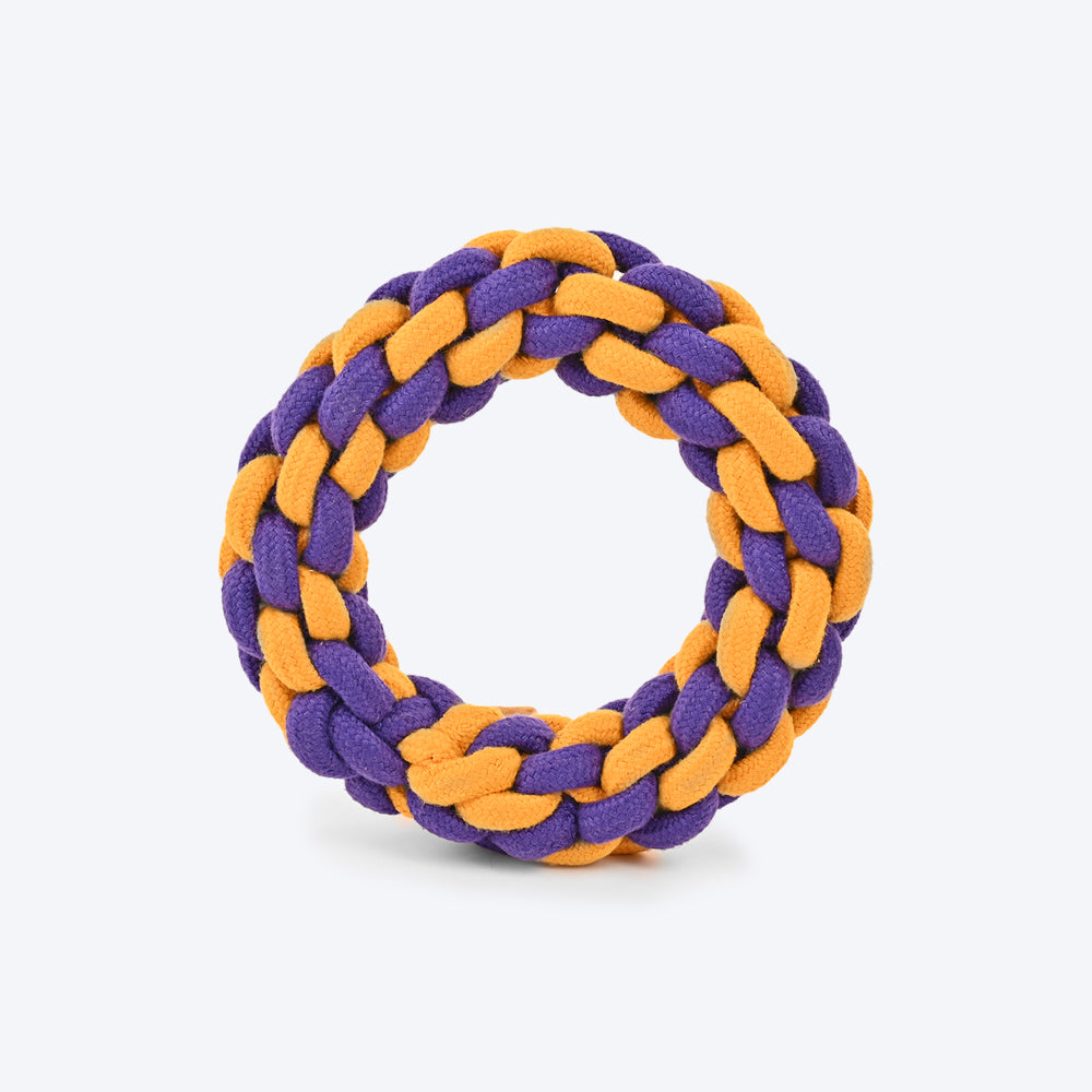 Dash Dog Round Trip Rope Dog Toy - Mustard & Violet_01