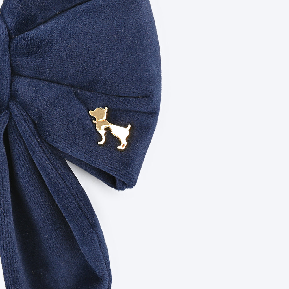 HUFT Luxe Velvet Dog Bow Tie - Navy - Heads Up For Tails