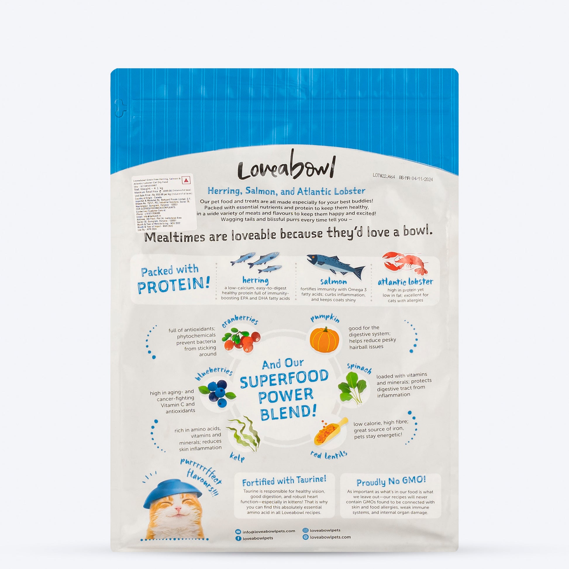 Loveabowl Grain Free Herring, Salmon & Atlantic Lobster Cat Dry Food - Heads Up For Tails