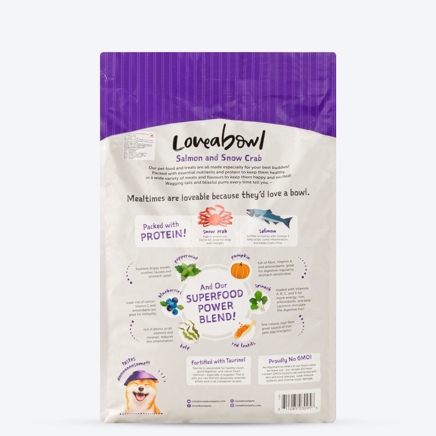 Loveabowl Grain Free Salmon With Snow Crab Hypoallergenic Dog Dry Food - Heads Up For Tails