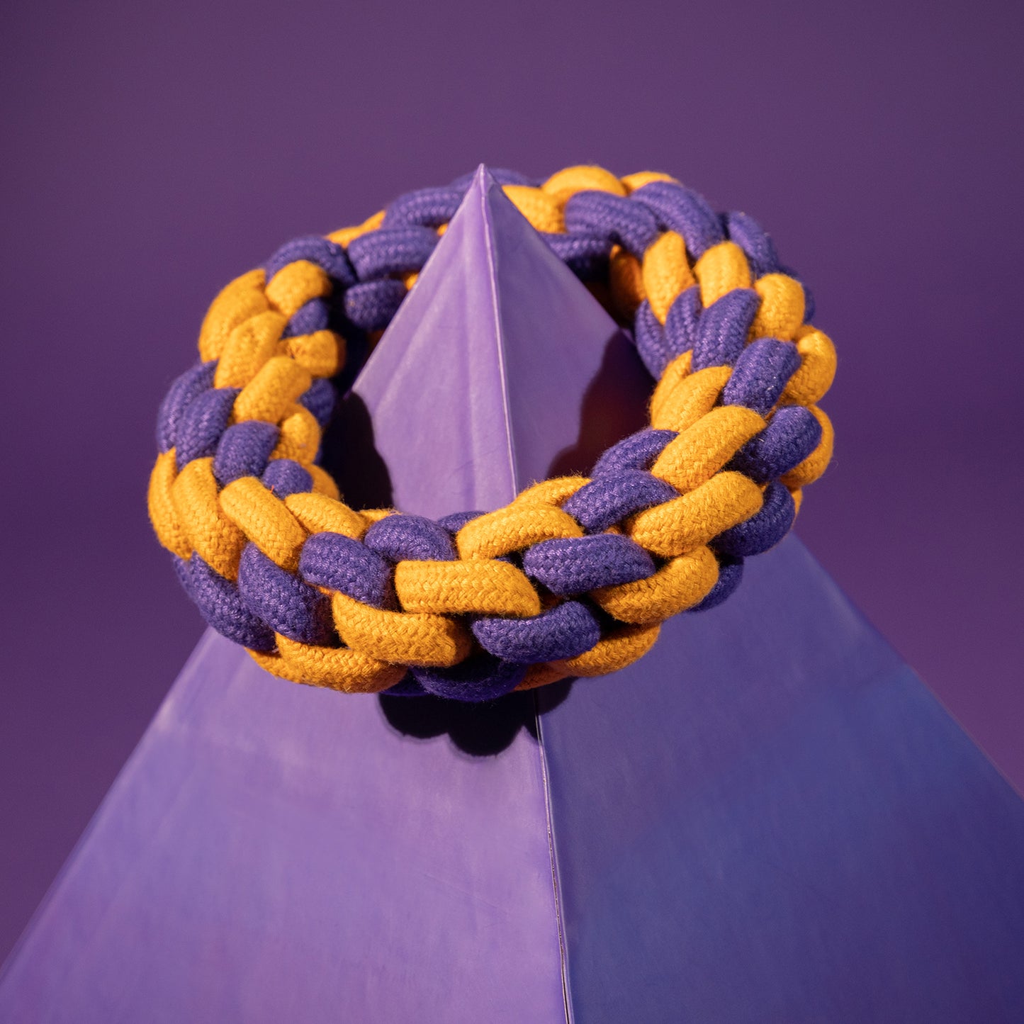 Dash Dog Round Trip Rope Dog Toy - Mustard & Violet_02