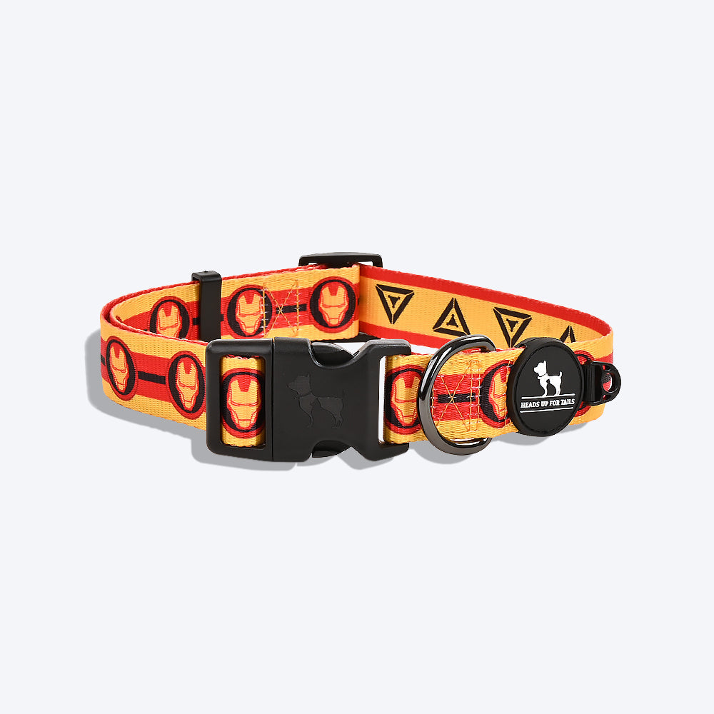 HUFT X©Marvel 2.0 Iron Man Printed Dog Collar - Yellow and Red - Heads Up For Tails