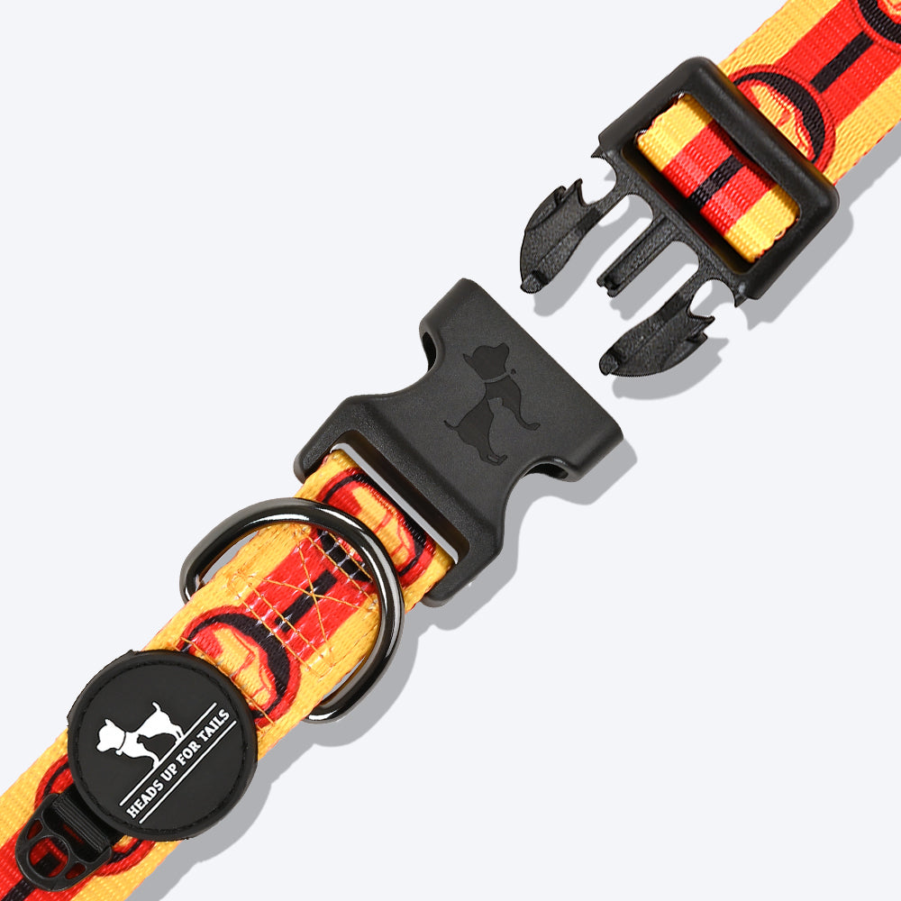 HUFT X©Marvel 2.0 Iron Man Printed Dog Collar - Yellow and Red - Heads Up For Tails