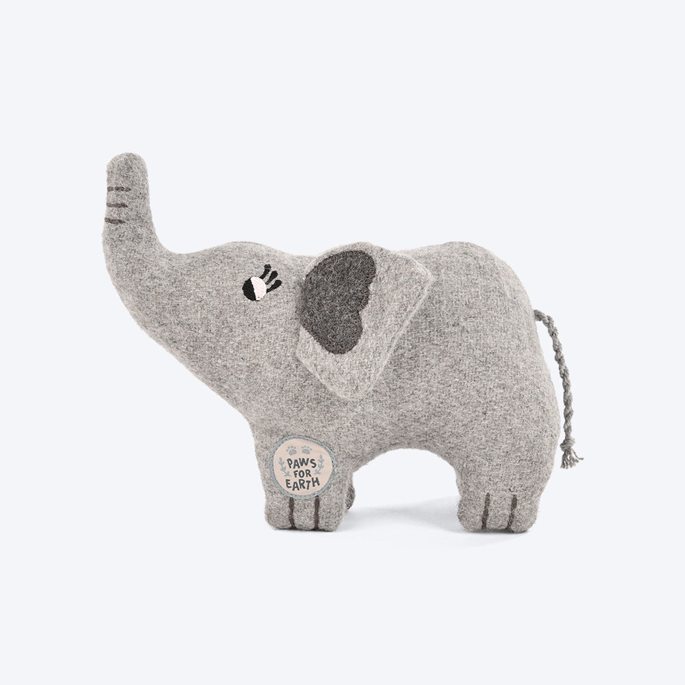 Paws For Earth Wool Felt Elephant Plush Toy For Dogs - Grey - Heads Up For Tails