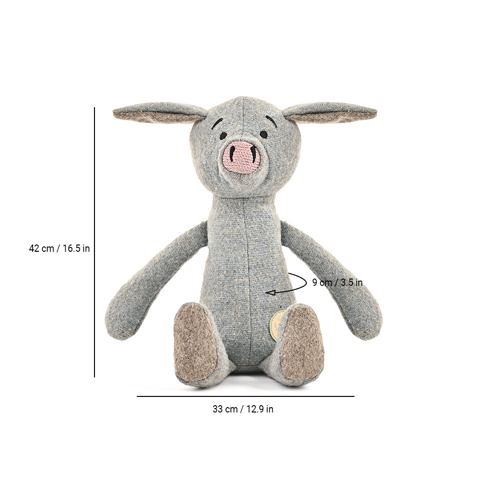 Paws For Earth Piggy Wool Felt Plush Toy For Dogs - Light Blue - Heads Up For Tails