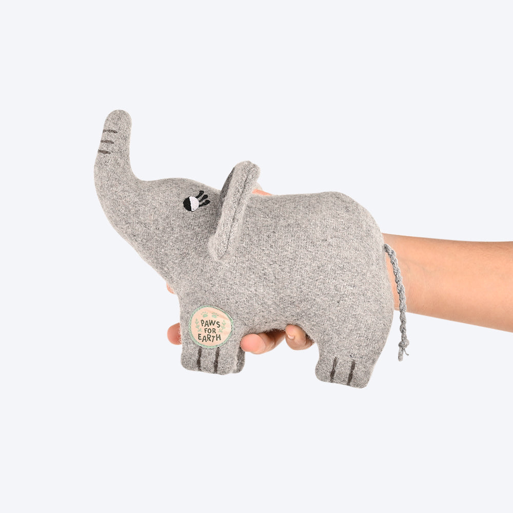 Paws For Earth Wool Felt Elephant Plush Toy For Dogs - Grey - Heads Up For Tails