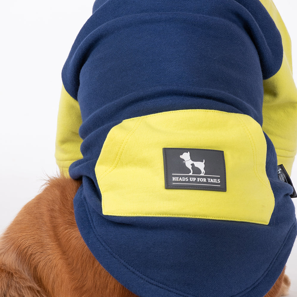 HUFT Colour Block Pocket Pet Sweatshirt - Neon Lime and Navy - Heads Up For Tails