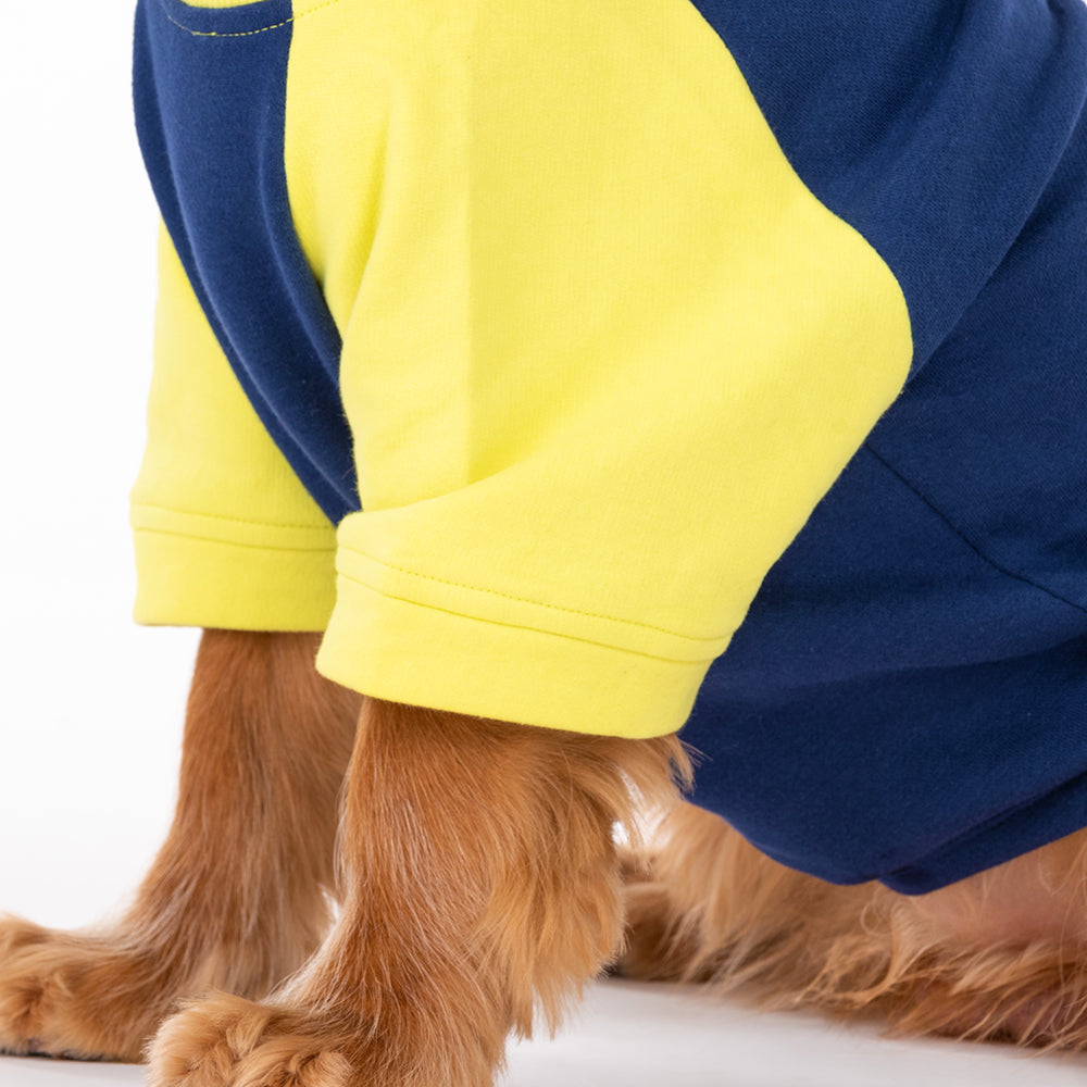 HUFT Colour Block Pocket Pet Sweatshirt - Neon Lime and Navy - Heads Up For Tails