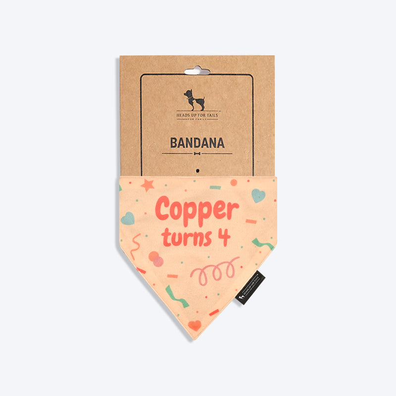 HUFT Personalised Birthday Cheer Dog Bandana - Beige - Heads Up For Tails