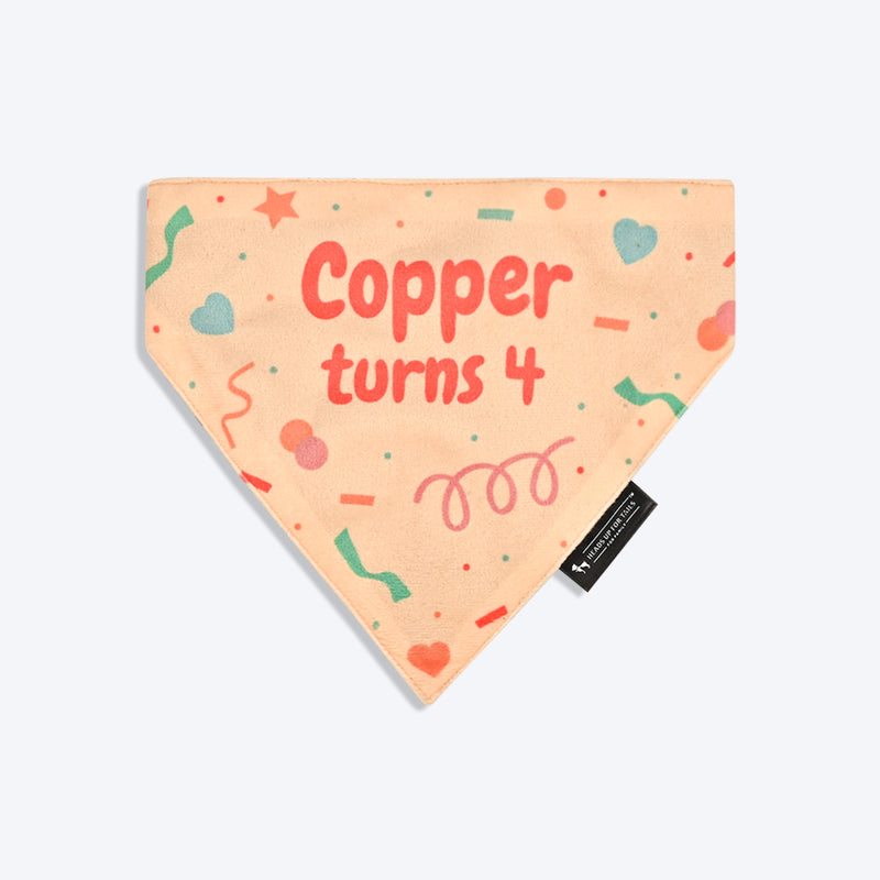 HUFT Personalised Birthday Cheer Dog Bandana - Beige - Heads Up For Tails