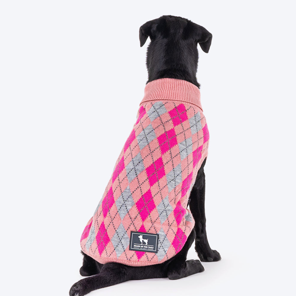 HUFT Argyle Dog Sweater - Pink-1