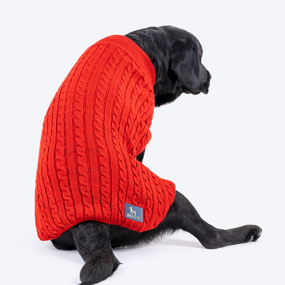 HUFT Cable Knit Sweater - Fire Whirl Red - Heads Up For Tails