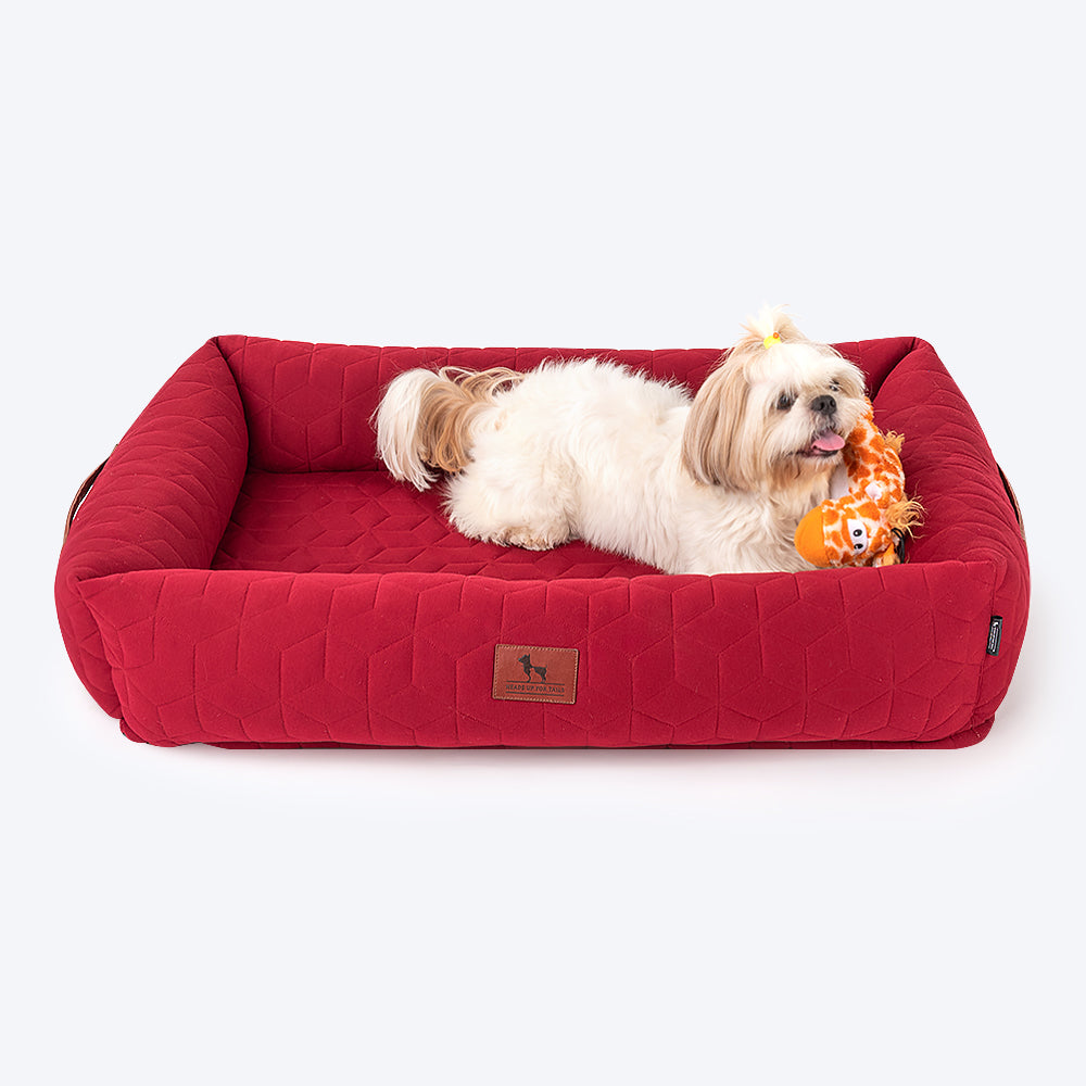 HUFT Majestic Maroon Quilted Dog Bed - Heads Up For Tails