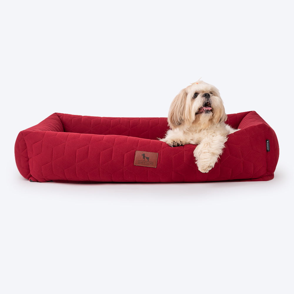 HUFT Majestic Maroon Quilted Dog Bed - Heads Up For Tails