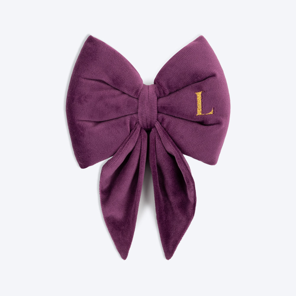 HUFT Personalised Luxe Velvet Dog Bow Tie - Purple - Heads Up For Tails