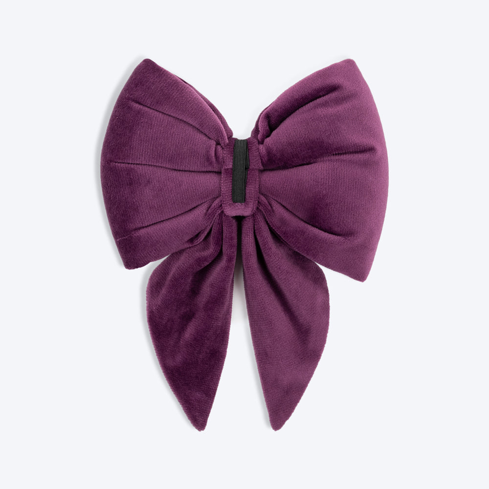 HUFT Personalised Luxe Velvet Dog Bow Tie - Purple - Heads Up For Tails
