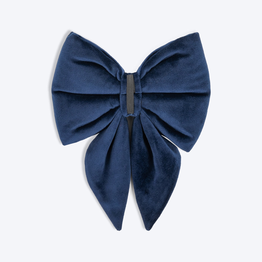 HUFT Personalised Luxe Velvet Dog Bow Tie - Dark Navy - Heads Up For Tails