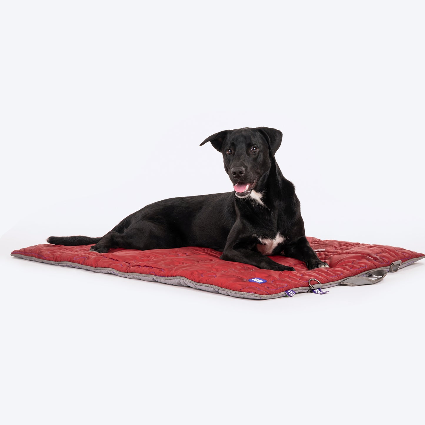 Dash Dog On-The-Go Reversible Outdoor Dog Mat - Maroon & Grey - Heads Up For Tails