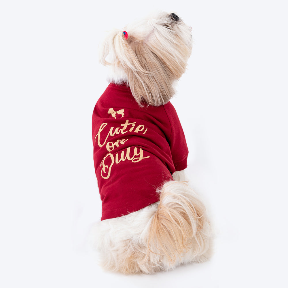 HUFT Cutie on Duty Pet Sweatshirt - Maroon - Heads Up For Tails