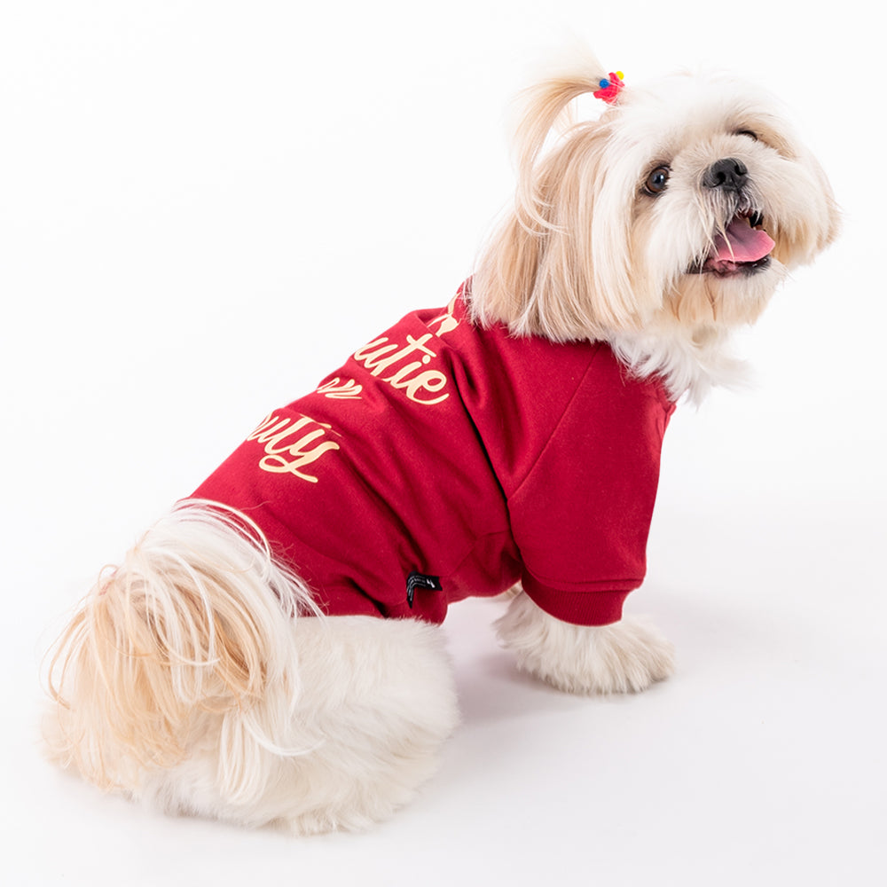 HUFT Cutie on Duty Pet Sweatshirt - Maroon - Heads Up For Tails