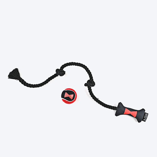 HUFT Marvel Black Widow Dog Toy Set - Tennis Ball & Rope Toy - Heads Up For Tails