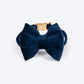 HUFT Sapphire Royale Velvet Collar With Bow Tie & Leash Combo Set For Dogs - Navy - Heads Up For Tails