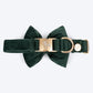 HUFT Emerald Royale Velvet Collar with Bow Tie & Leash Combo Set For Dogs - Green - Heads Up For Tails