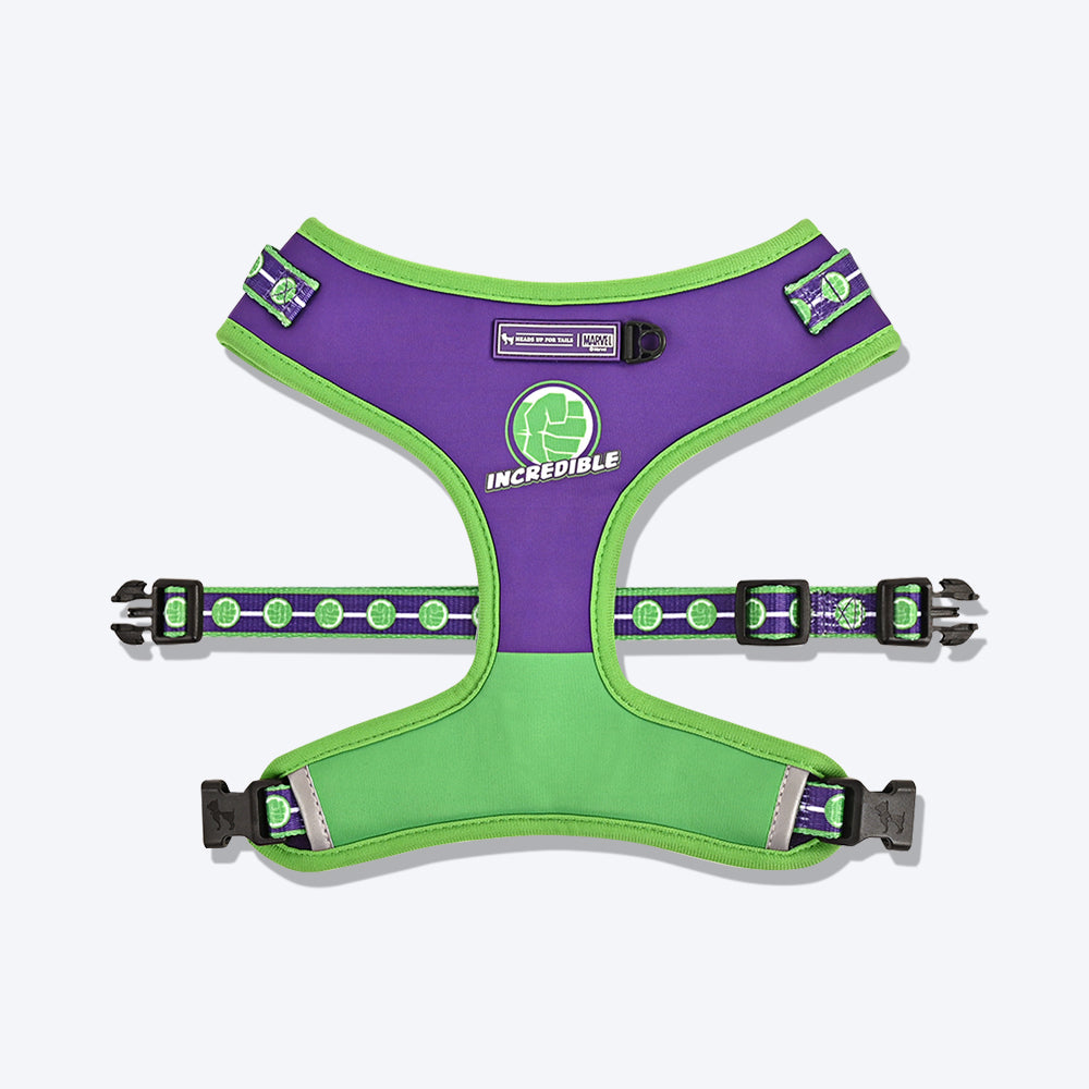 HUFT X©Marvel 2.0 Hulk Printed Reversible Dog Harness (Green and Purple) - Heads Up For Tails