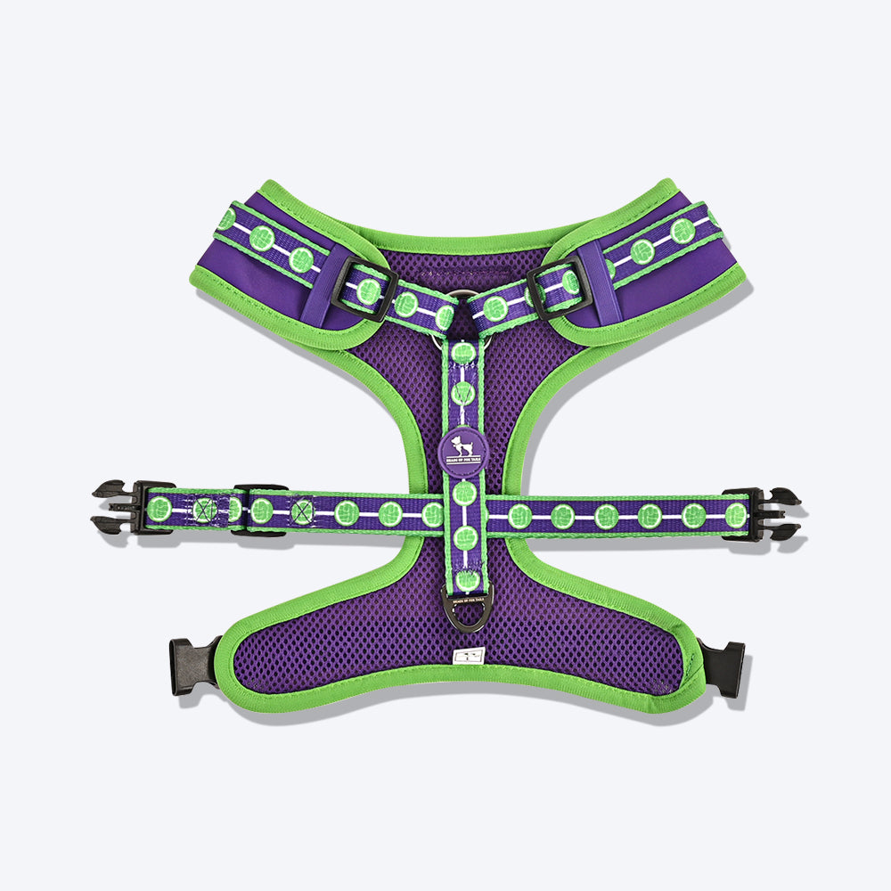 HUFT X©Marvel 2.0 Hulk Printed Reversible Dog Harness (Green and Purple) - Heads Up For Tails