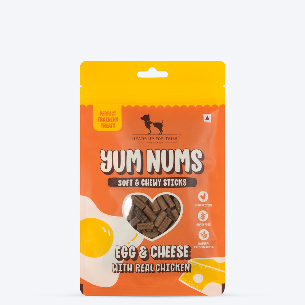 HUFT Yum Nums Soft & Chewy Sticks Egg & Cheese With Real Chicken Treat For Dogs - 75g - Heads Up For Tails
