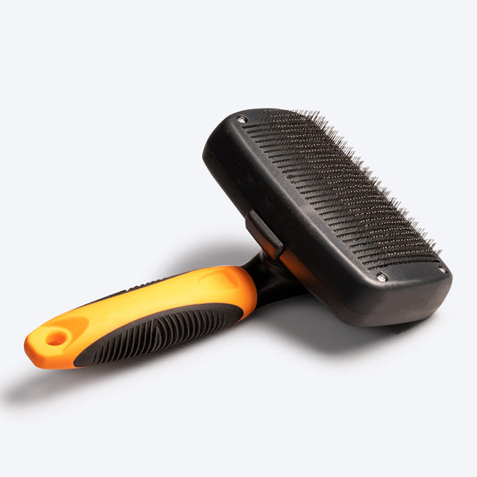 HUFT Self Cleaning Slicker Brush for Dogs - Orange - Heads Up For Tails