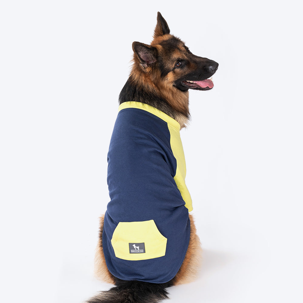 HUFT Colour Block Pocket Pet Sweatshirt - Neon Lime and Navy - Heads Up For Tails