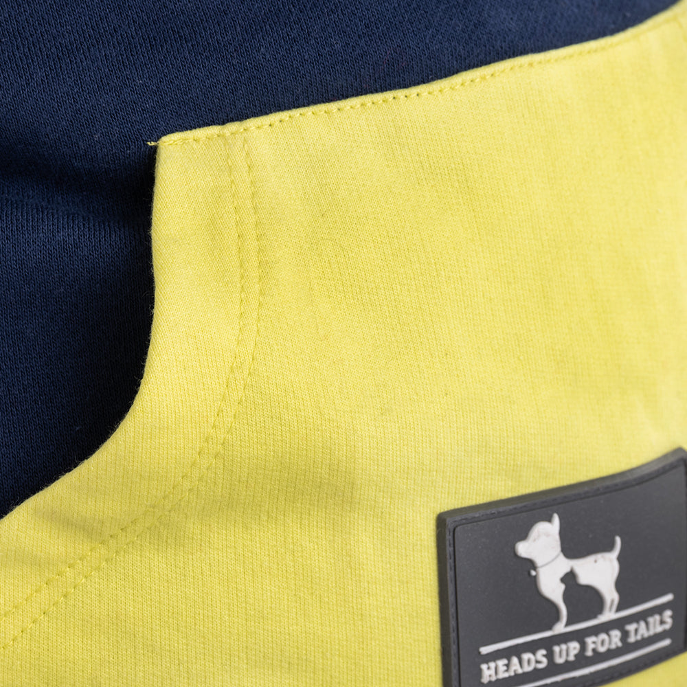 HUFT Colour Block Pocket Pet Sweatshirt - Neon Lime and Navy - Heads Up For Tails