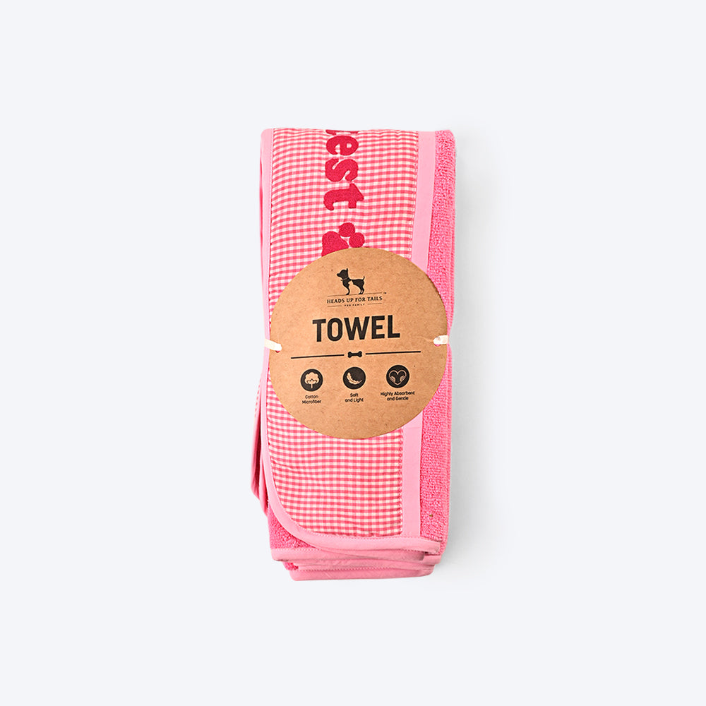 HUFT Cutest Microfiber Towel For Puppy & Kitten - Light Pink - Heads Up For Tails