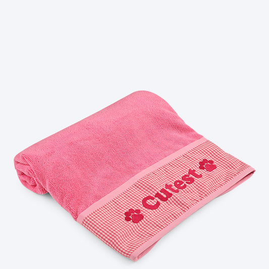 HUFT Cutest Microfiber Towel For Puppy & Kitten - Light Pink - Heads Up For Tails