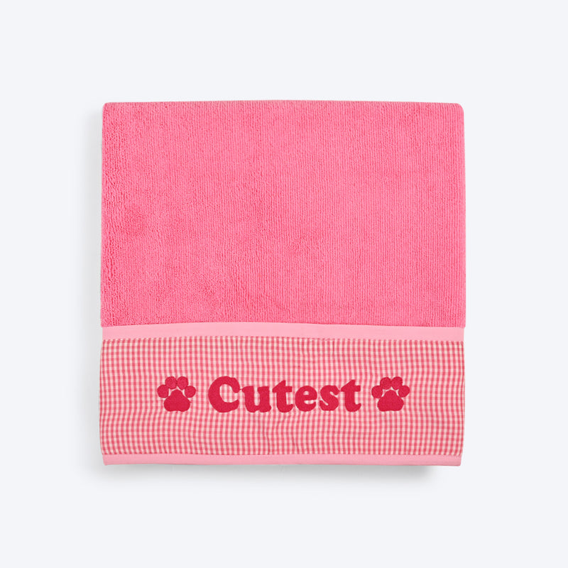 HUFT Cutest Microfiber Towel For Puppy & Kitten - Light Pink - Heads Up For Tails