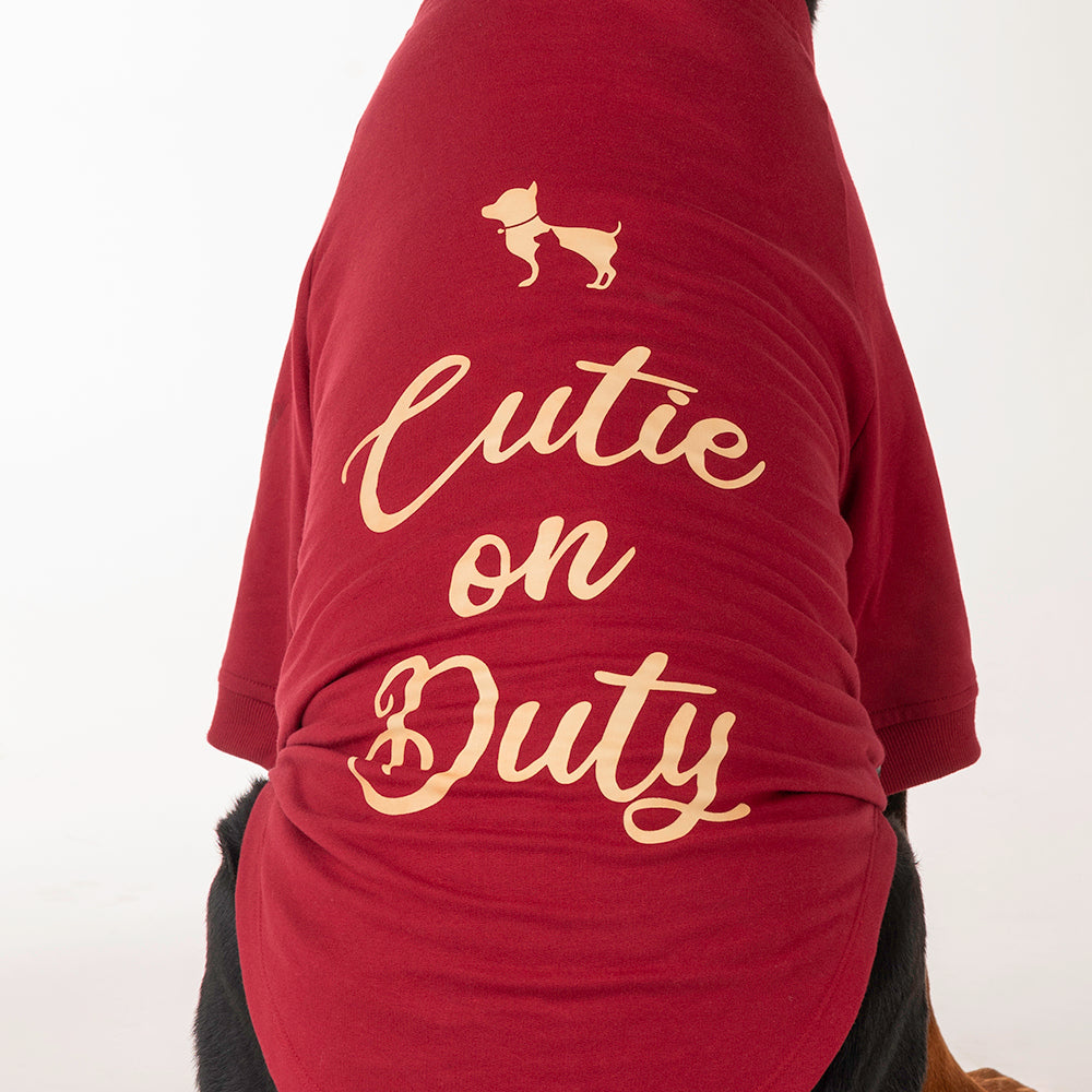 HUFT Cutie on Duty Pet Sweatshirt - Maroon - Heads Up For Tails