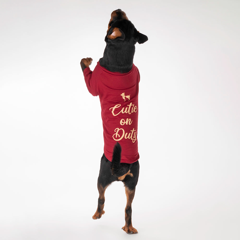 HUFT Cutie on Duty Pet Sweatshirt - Maroon - Heads Up For Tails