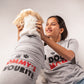 HUFT Twinning - Mommy's Favourite T-Shirt For Dogs - Grey with Black & Red Print - Heads Up For Tails