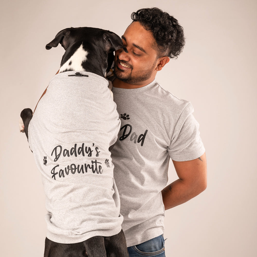 HUFT Twinning - Dog Dad T-Shirt For Humans - Grey with Black Print - Heads Up For Tails