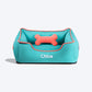 HUFT Personalised Lounger Dog Bed (Free Bone Cushion) - Dynasty Green With Coral Piping_01