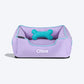HUFT Personalised Lounger Dog Bed (Free Bone Cushion) - Lilac with Turquoise Piping_01